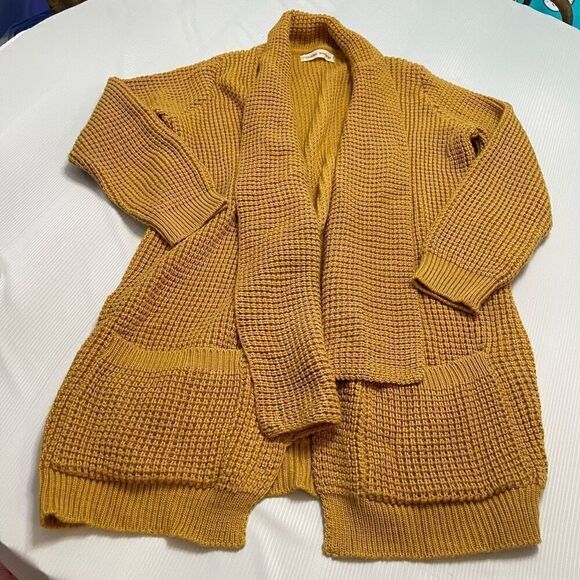 Moutaki Knitage Greece Mustard Knit Cardigan Size Large See Measurements - Picture 1 of 11